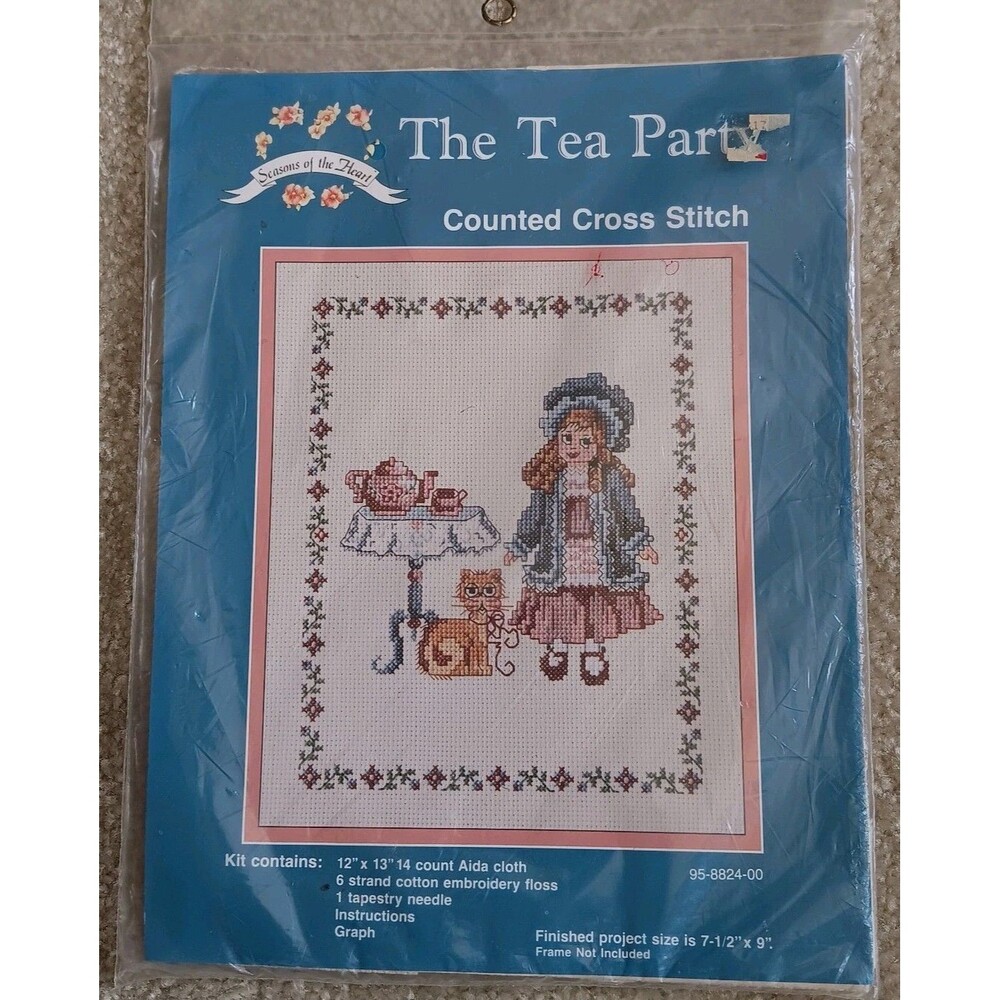 Vintage Seasons Of The Heart Tea Party Counted Cross Stitch Kit  #95-8824-00